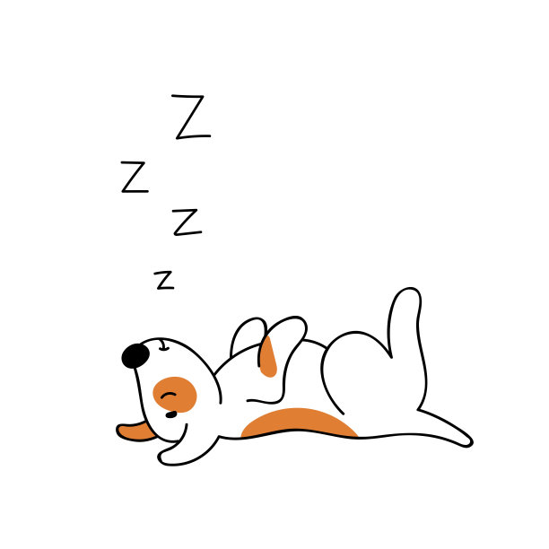 可爱的睡觉的狗。家里的小狗,宠物。手涂鸦矢量插图上的白色背景。图片下载