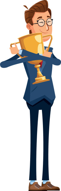 卡通商人举着一个奖杯图片下载