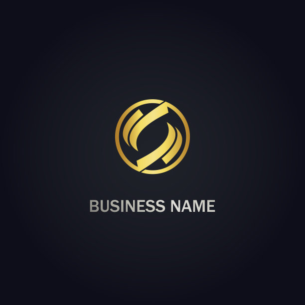 圆曲线旋转圆形金标志图片下载