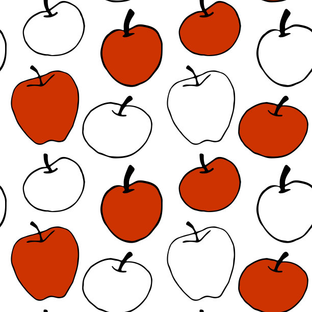 红苹果无缝矢量图案涂鸦风格。重复打印。适合返校，食品包装，厨房纺织品，感恩节图片下载