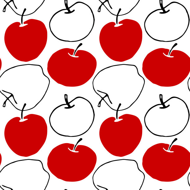 红苹果无缝矢量图案涂鸦风格。重复打印。适合返校，食品包装，厨房纺织品，感恩节图片下载
