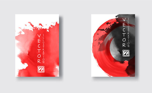 优雅的宣传册模板设计与水墨笔刷图片下载