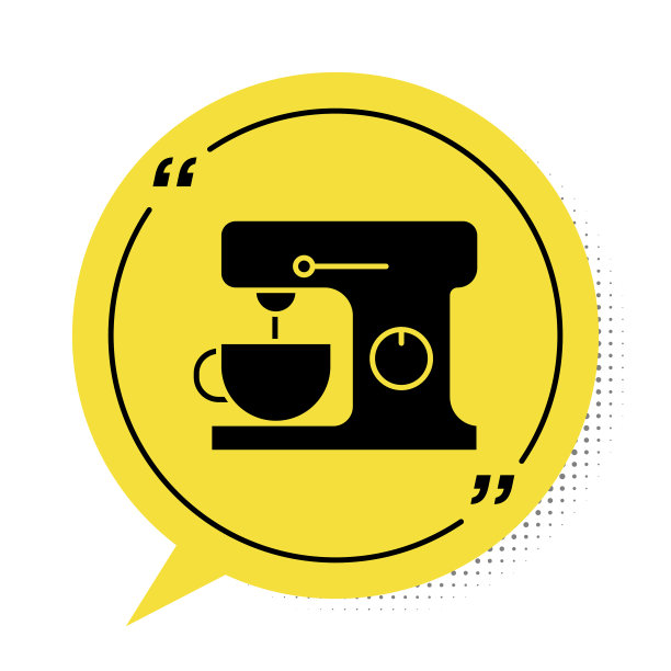 黑色电动混合器图标孤立在白色上图片下载