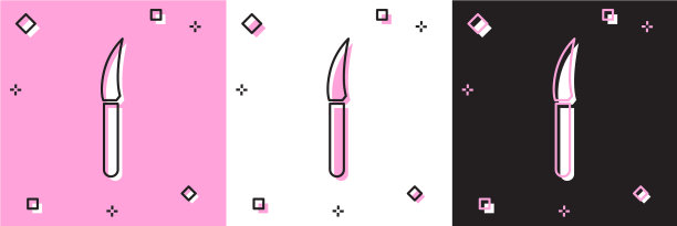 设置刀图标隔离在粉红色和白色黑色图片下载