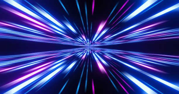 高速抽象图像。粉蓝线组成。抽象辉光霓虹线条和条纹。抽象背景与飞行霓虹发光条纹。运动3 d演示图片下载