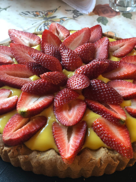 美味的草莓和奶油挞图片下载