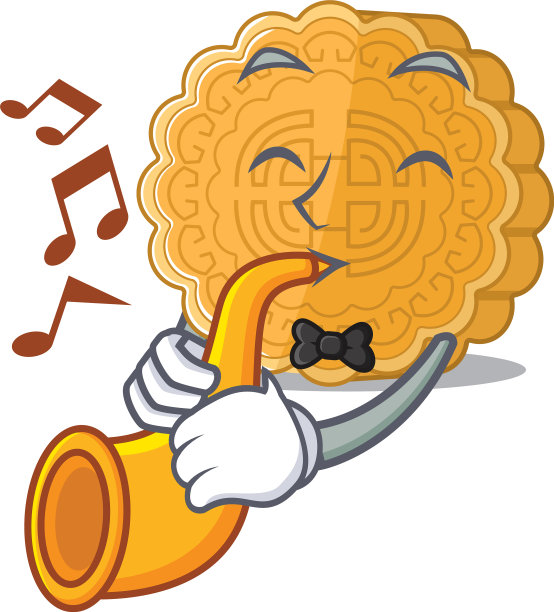 卡通人物中国月饼与喇叭图片下载