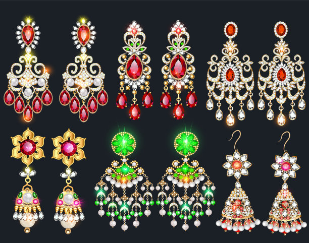 镶嵌宝石的耳环图片下载