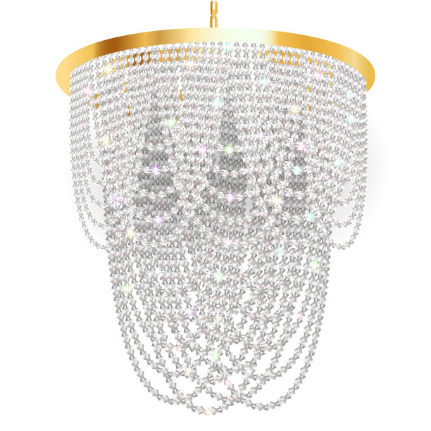 一盏带有吊坠的古董水晶吊灯图片下载