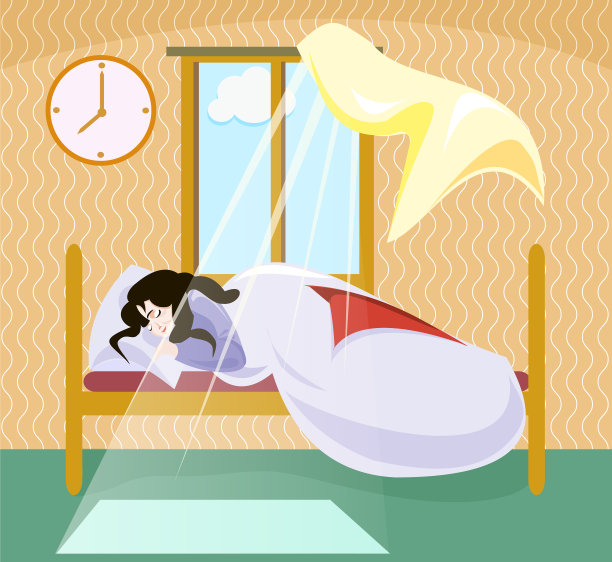 一个女孩睡在靠近窗户的床上图片下载