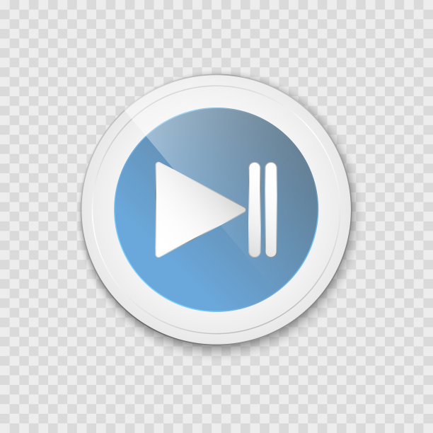 白色播放按钮矢量图标。灰色背景图片下载