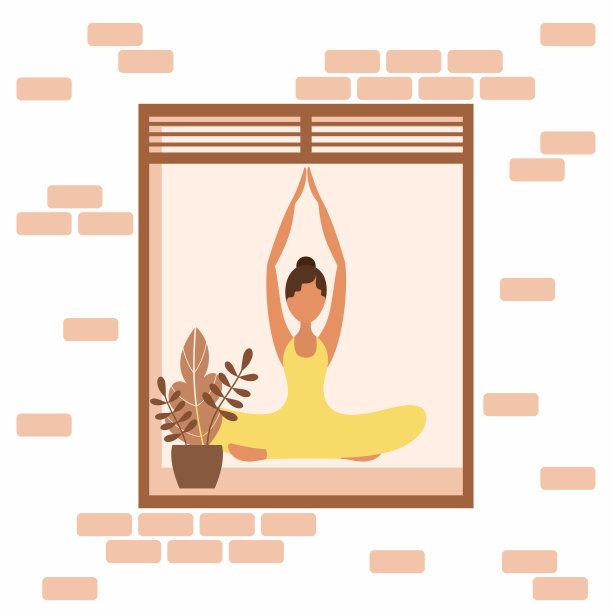 一个女孩在隔离期间做瑜伽。图片下载