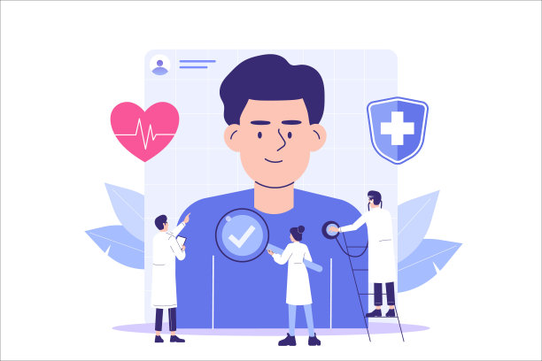 体检的概念。医生和医务人员正在检查男性病人。医疗保健。医疗诊断。医学。孤立的平面矢量插图海报，web，横幅，ui，信息图图片下载