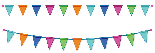 庆祝彩色的彩旗在白色的背景图片下载