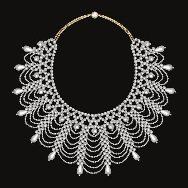 一条由珠子和珍珠制成的女性项链图片下载