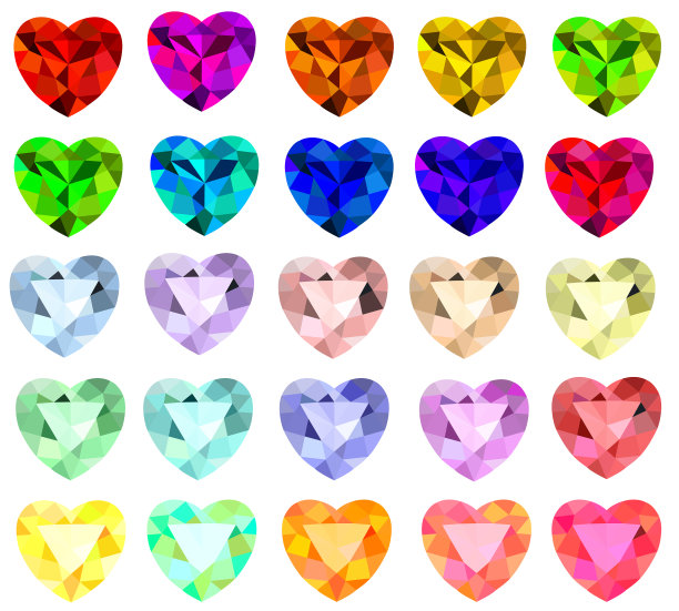 以不同的心形镶嵌切割宝石图片下载