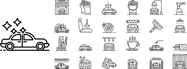 洗车图标设置轮廓风格图片下载