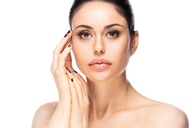 美丽的女人脸肖像。美容护肤理念。在白色背景上隔离图片下载