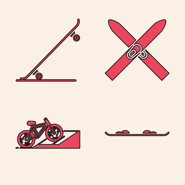 设置滑雪板、滑板、滑雪板和棒子图片下载