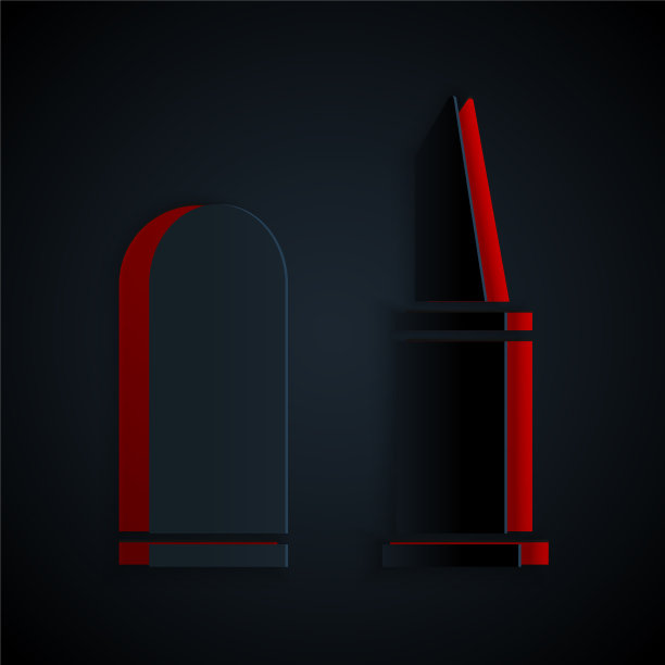 剪纸口红图标孤立在黑色图片下载