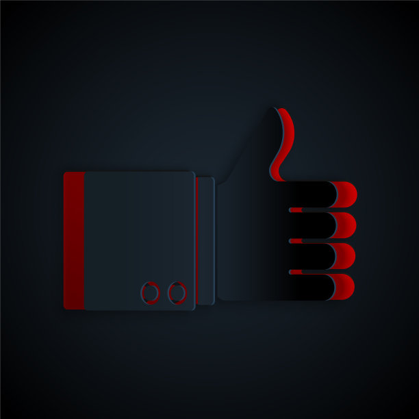 剪纸手拇指向上孤立在黑色图标图片下载