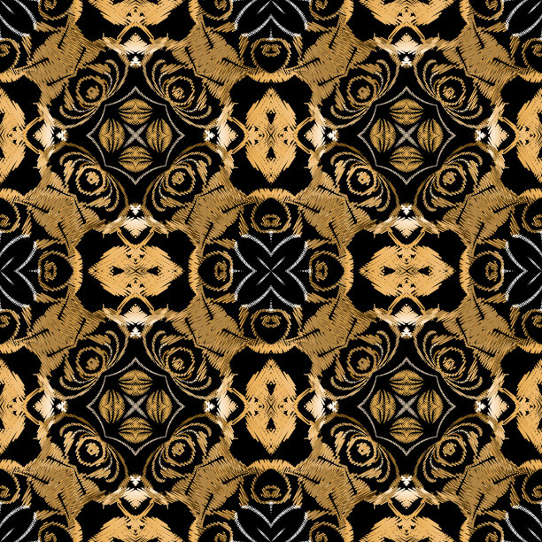 垃圾纹理线矢量无缝模式。花族民族挂毯背景。重复刺绣肮脏的背景。抽象的孵化的点缀。几何形状，线条，花朵。无尽的纹理图片下载