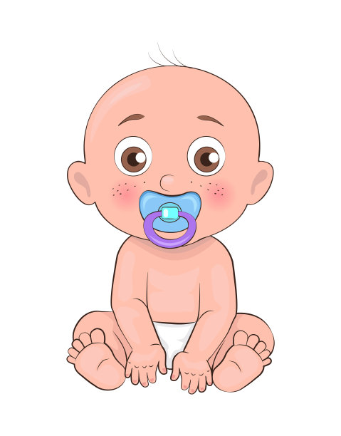 新生儿婴儿的嘴用安抚奶嘴和尿布图片下载