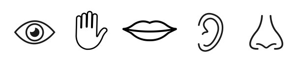 五感向量图标设置。视觉、听觉、触觉、味觉、嗅觉。图片下载