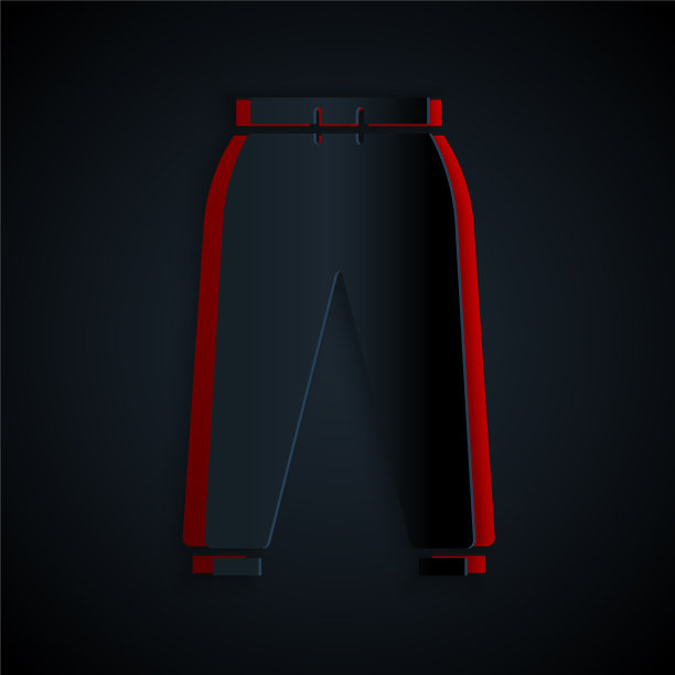 剪纸运动裤图标孤立在黑色图片下载