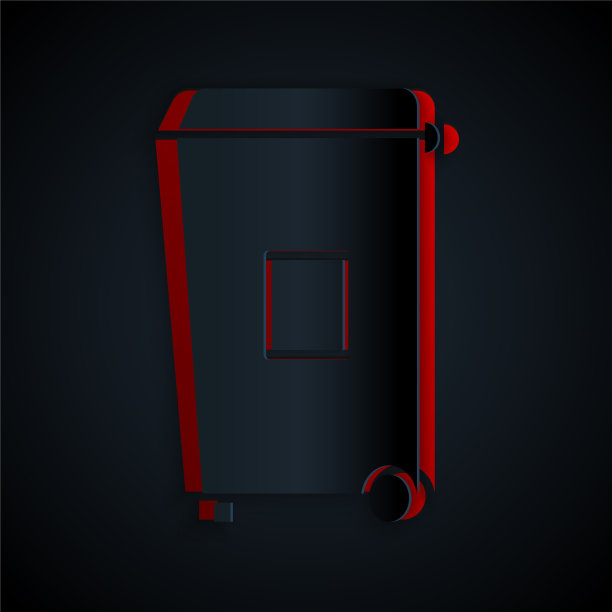 剪纸垃圾桶图标孤立在黑色图片下载