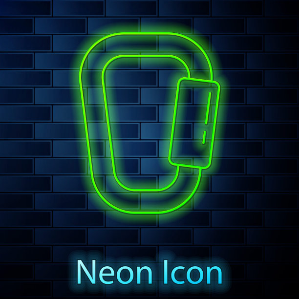 发光的霓虹线钩状图标孤立在砖墙的背景上。极限运动。运动设备。矢量图图片下载