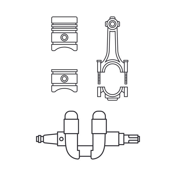 线条图标设置汽车摩托车配件配件图片下载