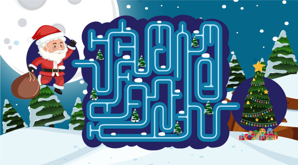 游戏模板与圣诞老人和圣诞树图片下载