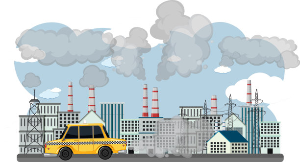 汽车和工厂建筑的场景图片下载