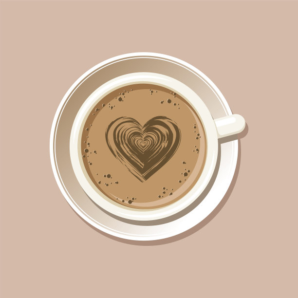 杯咖啡和拿铁艺术俯视图图片下载