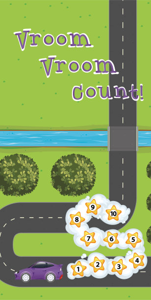 游戏模板与汽车和数字在道路上图片下载