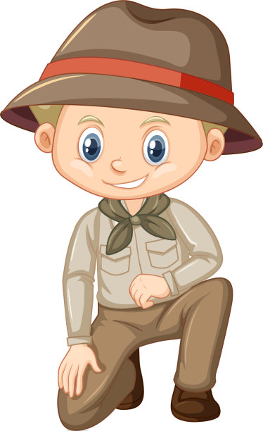 白色背景下穿着狩猎服的男孩图片下载