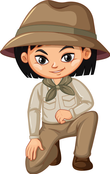 穿着童子军制服，背景是白色的女孩图片下载