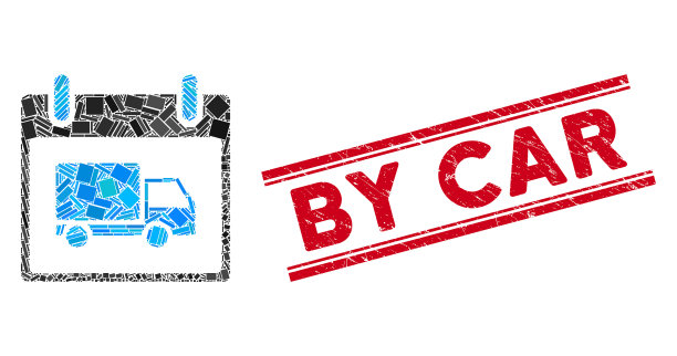 送车日历日马赛克和垃圾车图片下载