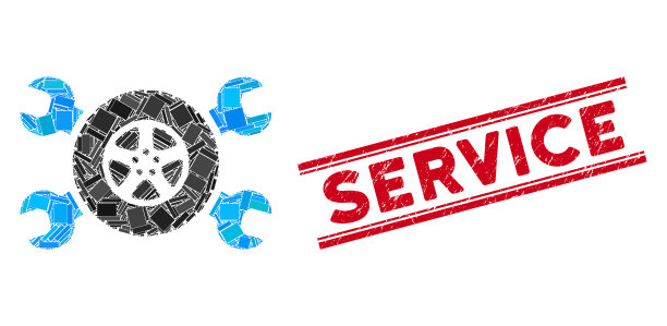 轮胎服务扳手马赛克和划痕服务图片下载