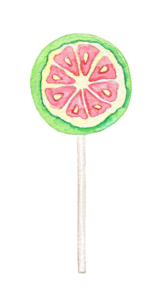 水彩棒棒糖柑橘片图片下载