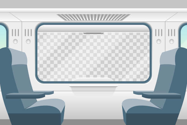 卡通火车内部内部和窗口空。向量图片下载