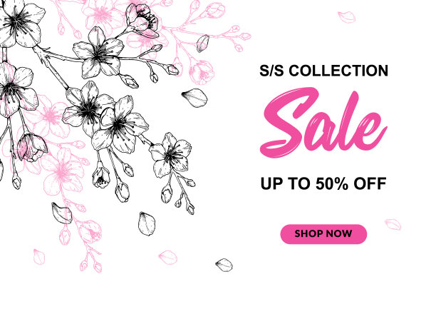 水平设计与手绘的春天樱花素描风格。春季/夏季特价横幅。文本的地方图片下载