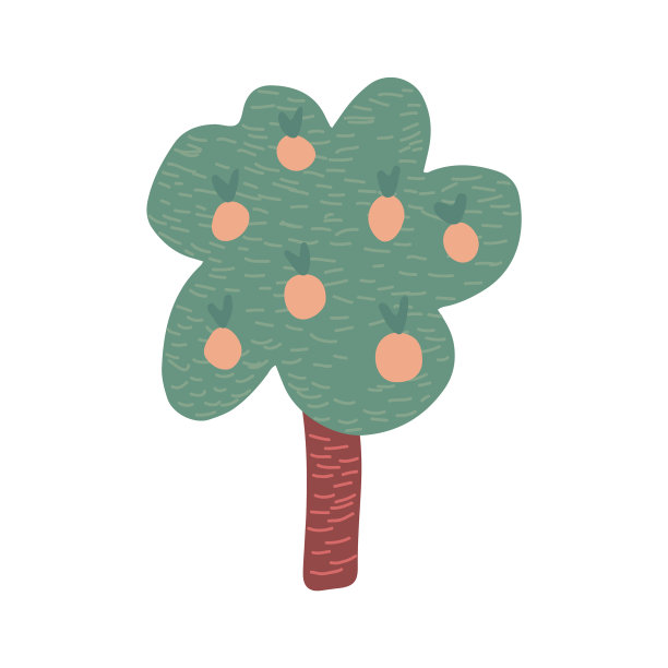 手绘的果树孤立在白色图片下载