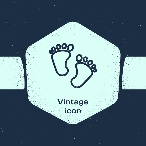 Grunge线脚印图标孤立在蓝色图片下载