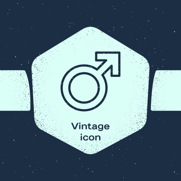 Grunge线男性性别符号图标孤立上图片下载