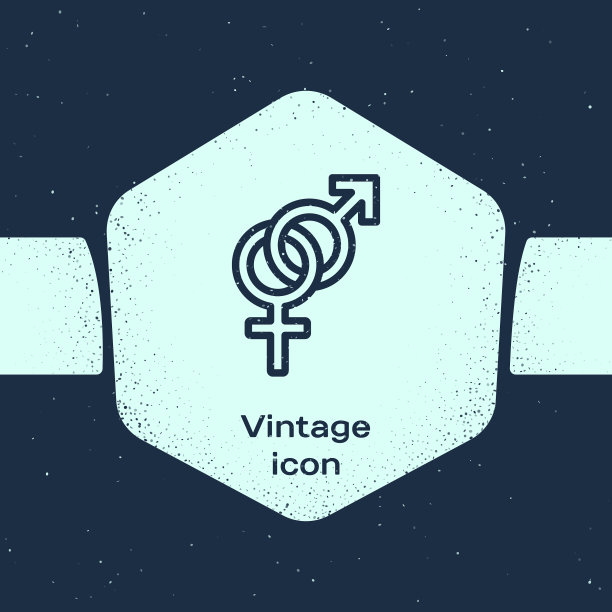 垃圾摇滚线性别图标孤立在蓝色图片下载