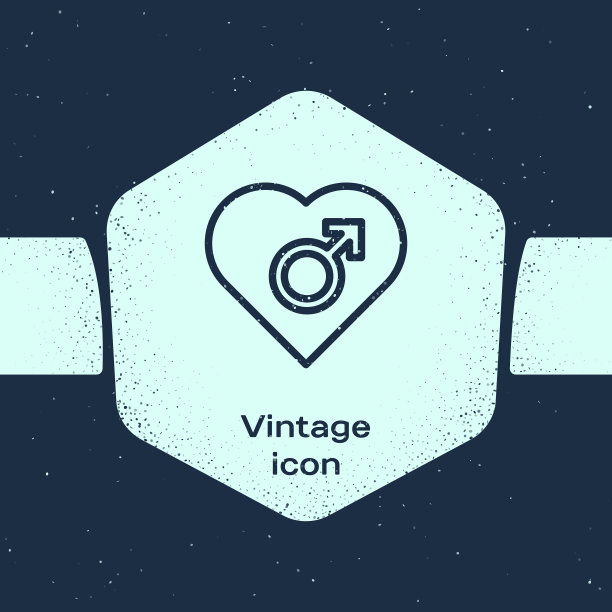 Grunge线心与男性性别象征图标图片下载