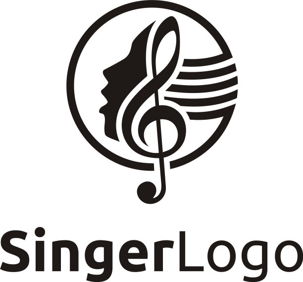 唱卡拉ok的女声合唱团剪影标志图片下载