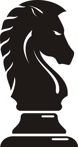 黑象棋骑士骏马剪影标志图片下载